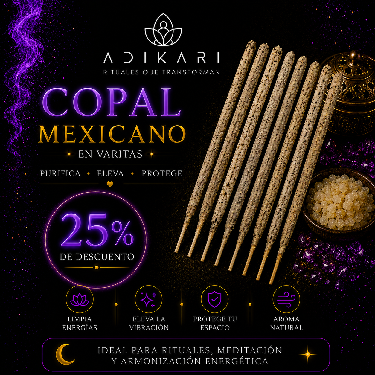 COPAL MEXICANO GRANULADO (10 Varitas)